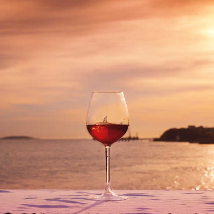 Shark Wine Glass at Sunset